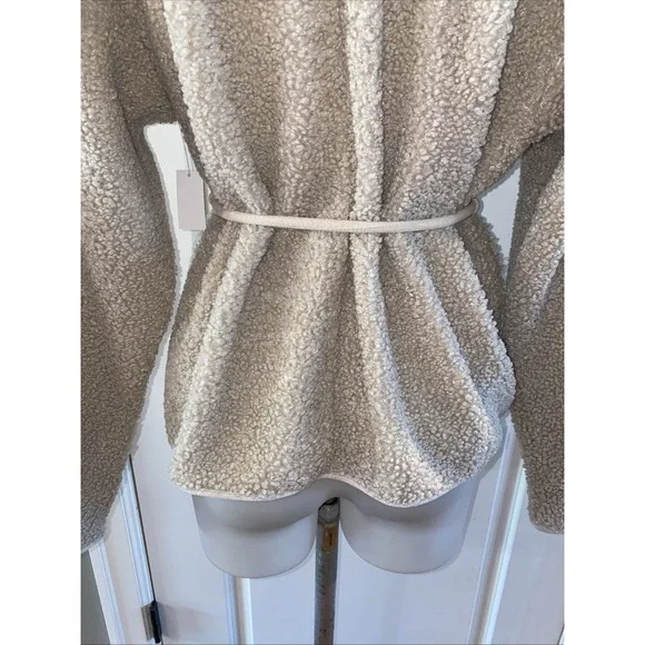 Haven Well Within Beige Sherpa‎ Belted Cozy Jacket Size Small New with Tags Vests
